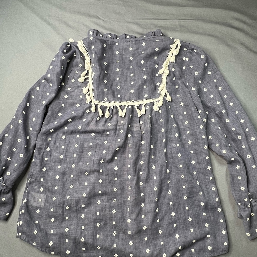 Maeve Embroidered Tassel Peasant Blouse – Size Medium - Picture 9 of 10